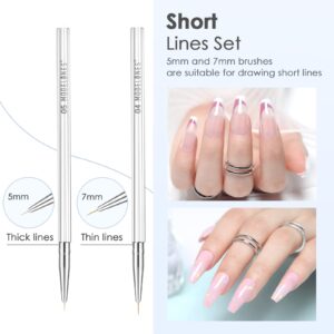 Modelones Nail Art Brushes, Liner Brushes 5Pcs Thin Nail Brush Set for Nail Art Nails Gel Polish Painting Designs with Hexagonal Shape Easy Hold 5/7/9/11/20mm