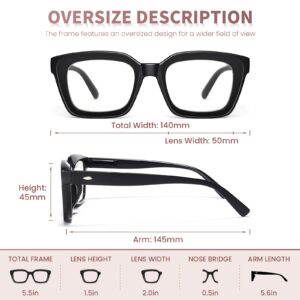 miyya Fashion Reading Glasses for Women,Oprah Style Oversized Blue Light Readers Prescription Eyeglasses 6 pack 1.25