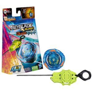 beyblade burst quadstrike whirl knight k8 spinning top starter pack, stamina/attack type battling game with launcher, kids toy set