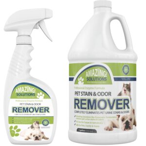 Amaziing Solutions 2-Pack Pet Stain and Odor Remover Enzyme Cleaner, Pet Urine Odor Eliminator Spray w/Gallon Refill - All Purpose Cleaner to Eliminate Pet Odor for Carpet and Hardwood Floors