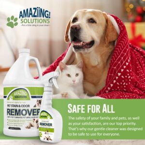 Amaziing Solutions 2-Pack Pet Stain and Odor Remover Enzyme Cleaner, Pet Urine Odor Eliminator Spray w/Gallon Refill - All Purpose Cleaner to Eliminate Pet Odor for Carpet and Hardwood Floors