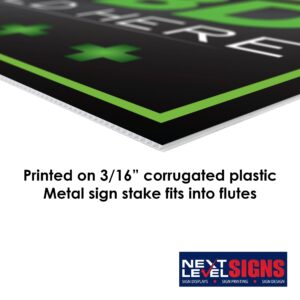 NEXT LEVEL SIGNS | CBD Sold Here Yard Signs 5-Pack | 24 W x 18 H Inches | Metal Ground Step H-Stake 24" x 10" | Double Sided Corrugated Plastic | Highly Visible Weatherproof UV Ink Made in the USA