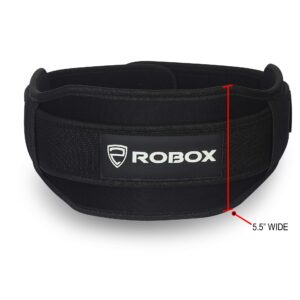 ROBOX Weight Lifting Belt, Gym, Back Support, Bodybuilding, Fitness, Training, Lumbar Support, Neoprene Workout Belt for Men and Women (Medium, Full Black)