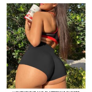 Women's High Waist Yoga Booty Shorts Workout Spandex Dance Hot Pants Butt Lifting Leggings Rave Outfits Black