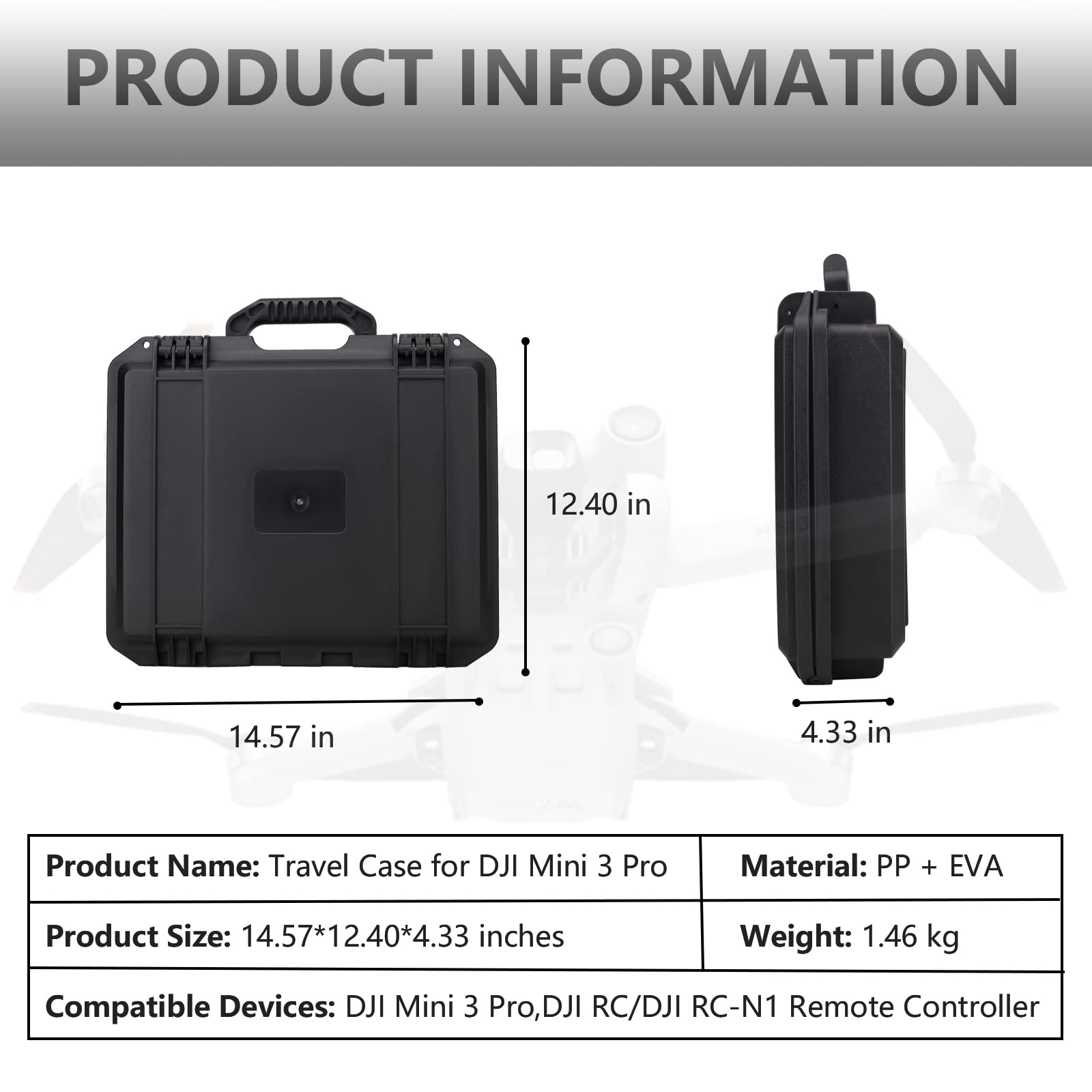 Mini 3 Pro Case-Professional Waterproof Carrying Case Hard Shell Travel Case for DJI Mini 3 Pro Fly More Combo and Drone Accessories