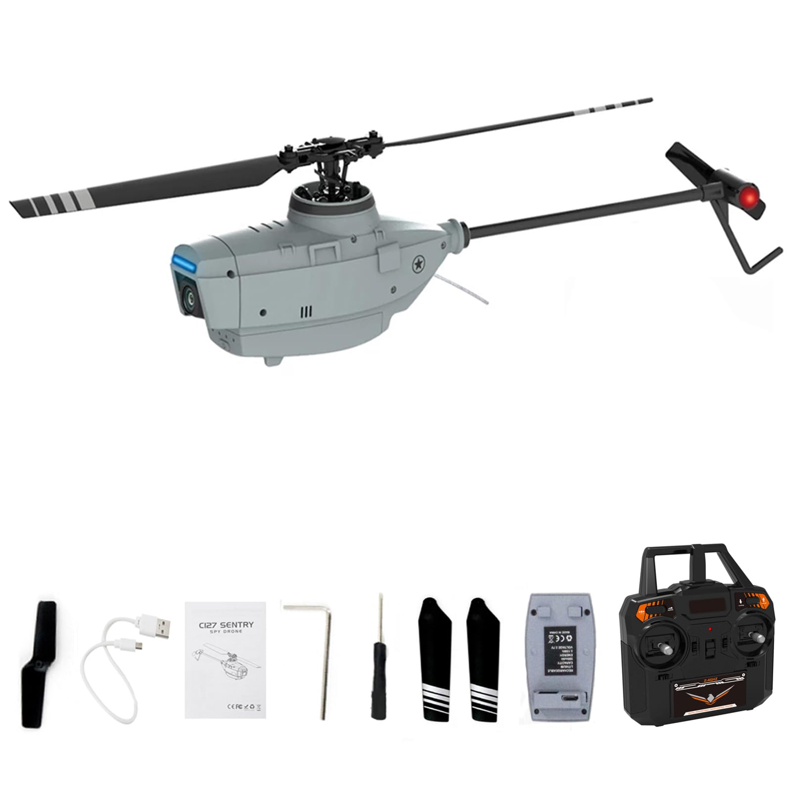 GoolRC C127 RC Helicopter with 720P Camera, 4 Channel Remote Control Helicopter, 2.4GHz RC Aircraft with 6-Axis Gyro, Optical Flow Positioning, One Key Take Off/Landing for Kids and Adults