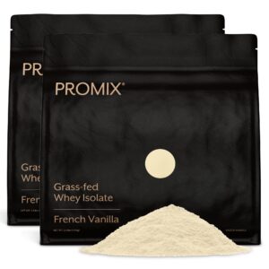 promix whey protein isolate powder - grass-fed & 100% all natural - ­post workout fitness & nutrition shakes, smoothies, baking & cooking recipes - gluten-free & keto-friendly - vanilla, 5 pound