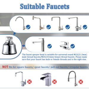 Sink Faucet Sprayer Attachment, Upgrade 4 Mode Adjustable Kitchen Faucet Head, Movable Kitchen Tap Head 360° Rotatable with Extension Hose, Anti-Splash Sink Sprayer Facuet Nozzle Head Water Saving