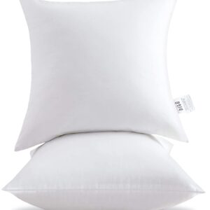 HITO 18x18 Pillow Inserts (Set of 2)- 100% Cotton Covering Down Alternative Throw Pillows White for Couch Bed Sofa