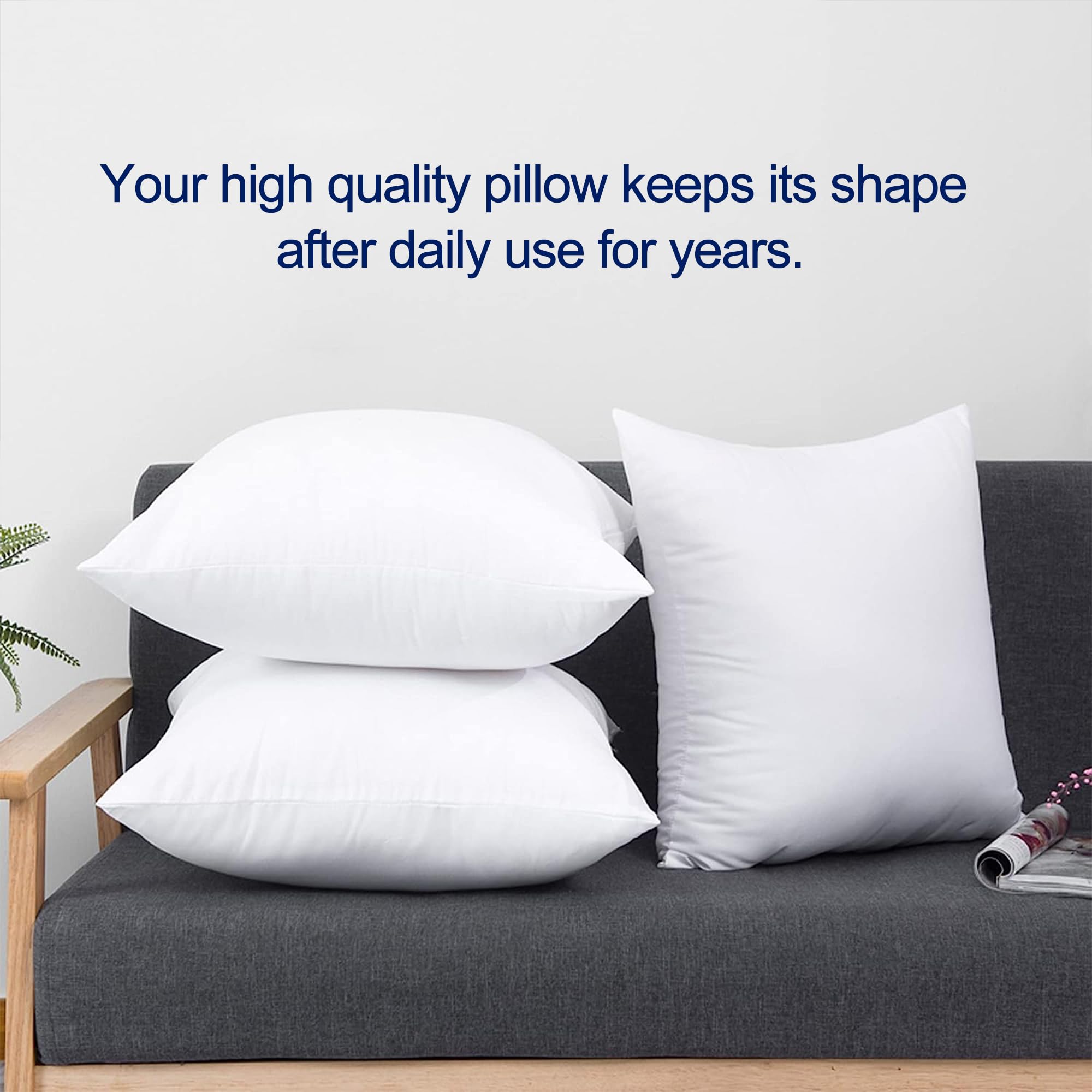 HITO 18x18 Pillow Inserts (Set of 2)- 100% Cotton Covering Down Alternative Throw Pillows White for Couch Bed Sofa