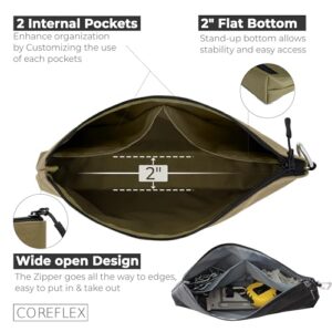 Coreflex 3 Pack Premium Tool Pouch Zipper Bag with internal pockets, 12inch Tool Bag, Multipurpose Storage pouch, Flat Bottom with YKK Zipper for Tools, Gadgets, Cosmetics, Stationary,Travel accessary