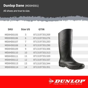 DUNLOP Protective Footwear MD0HD01.13 Dane, 100% Waterproof PVC, Lightweight and Durable Protective Footwear, Size 13, Black