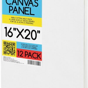 MEEDEN 12-Pack Canvas Boards for Painting, 16 × 20 Inches Blank White Canvas Panels, 100% Cotton, 8 oz Gesso-Primed, Canvas Art Supplies for Acrylic Pouring Airbrushing & Oil Painting