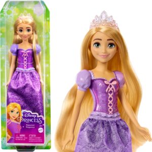 Mattel Disney Princess Toys, Rapunzel Fashion Doll, Sparkling Look with Blonde Hair, Blue Eyes & Tiara Accessory, Inspired by the Movie Tangled