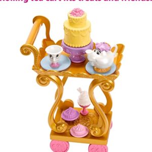 Mattel Disney Princess Belle Tea Time Fashion Doll & Playset with Tea Cart, 3 Character Friends and Food Accessories