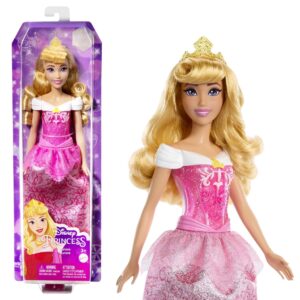 mattel disney princess toys, aurora fashion doll, sparkling look with blonde hair, purple eyes & tiara accessory, inspired by the sleeping beauty movie