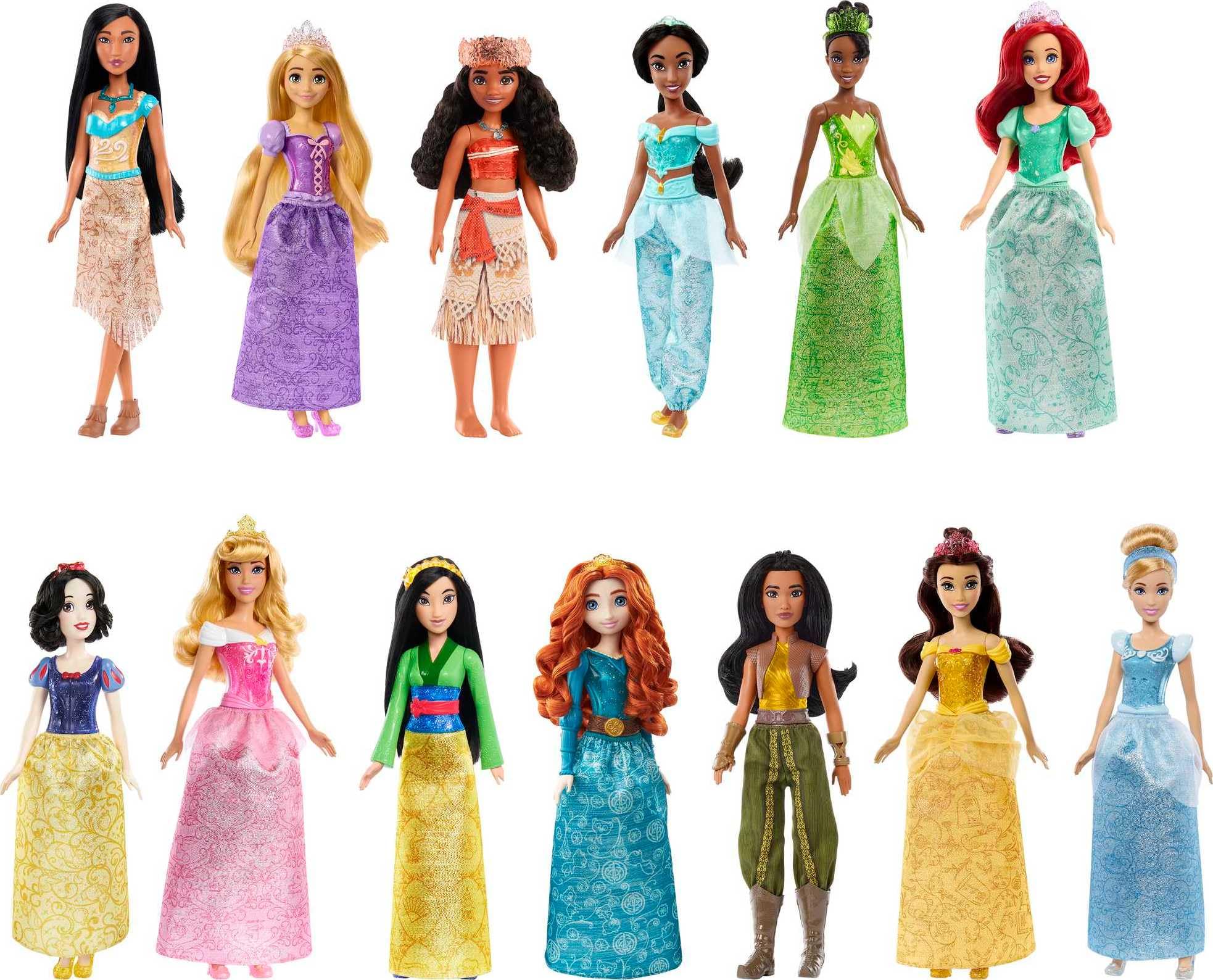 Mattel Disney Princess Toys, Fashion Doll Set with 13 Dolls in Sparkling Clothing & Accessories, Inspired by Disney Movies (Amazon Exclusive)