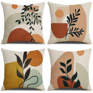 menoeceus boho pillow covers 18x18 set of 4, boho throw pillow covers, abstract pillow covers, geometric tropical pillow cover, boho decorative throw pillow covers for couch cushion case