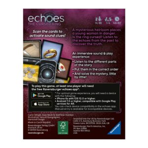 Ravensburger Echoes The Cursed Ring Audio Murder Mystery Game for Adults and Kids Age 14 Years Up