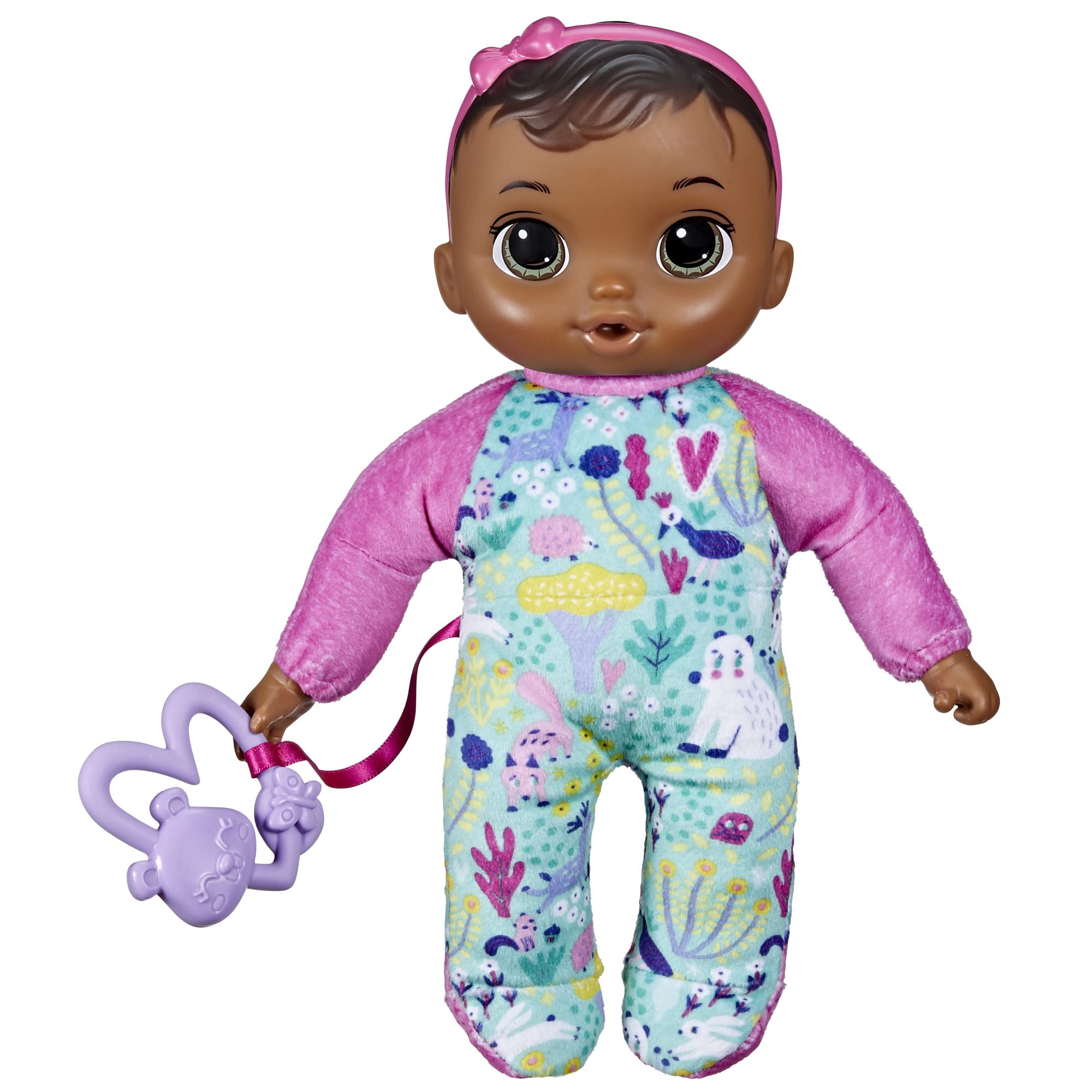 Baby Alive Soft ‘n Cute Doll, Brown Hair, 11-Inch, Washable, 18 Months and Up, Teether Accessory