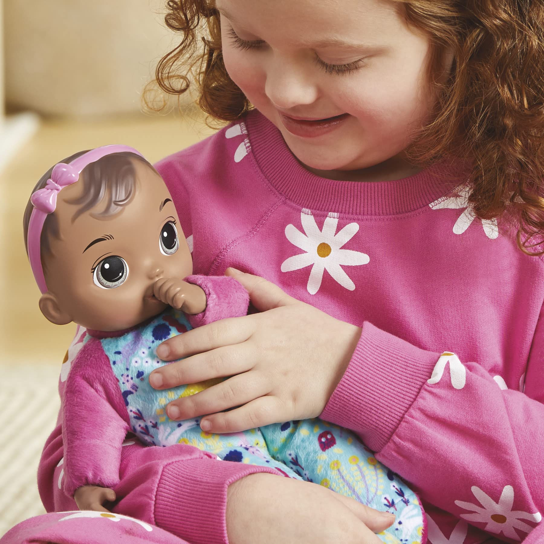 Baby Alive Soft ‘n Cute Doll, Brown Hair, 11-Inch, Washable, 18 Months and Up, Teether Accessory