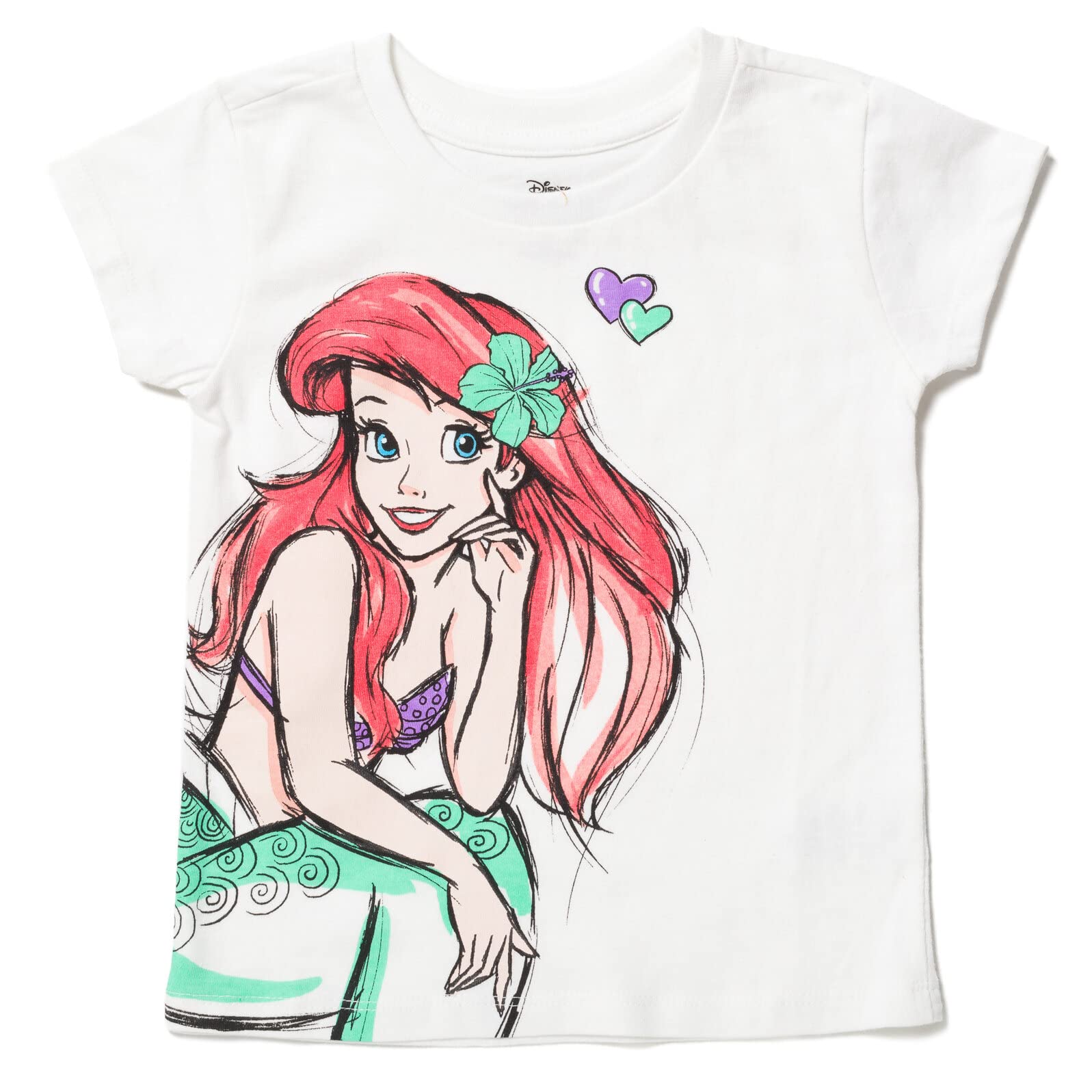 Disney Princess Ariel Tiana Cinderella Toddler Girls 3 Pack Graphic T-Shirts Gray/green/White 3T