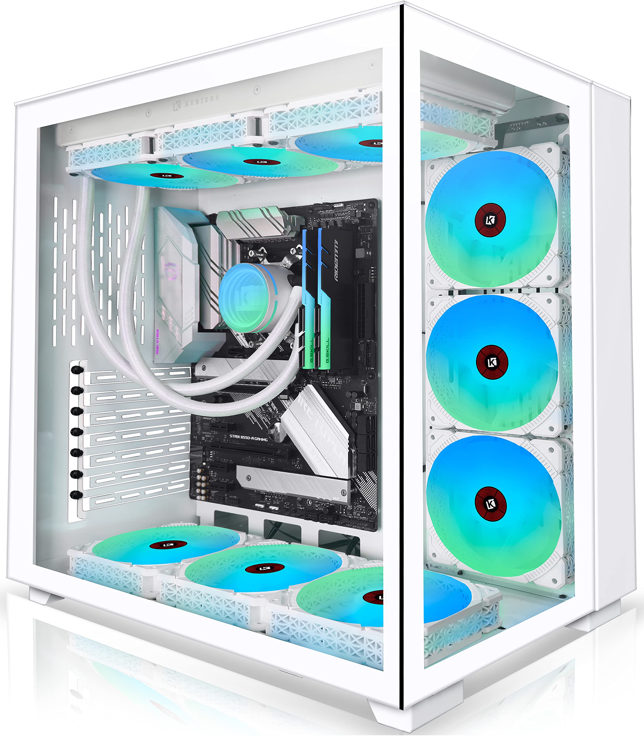 KEDIERS PC Case - ATX Tower Tempered Glass Gaming Computer Case with out ARGB Fans, C590