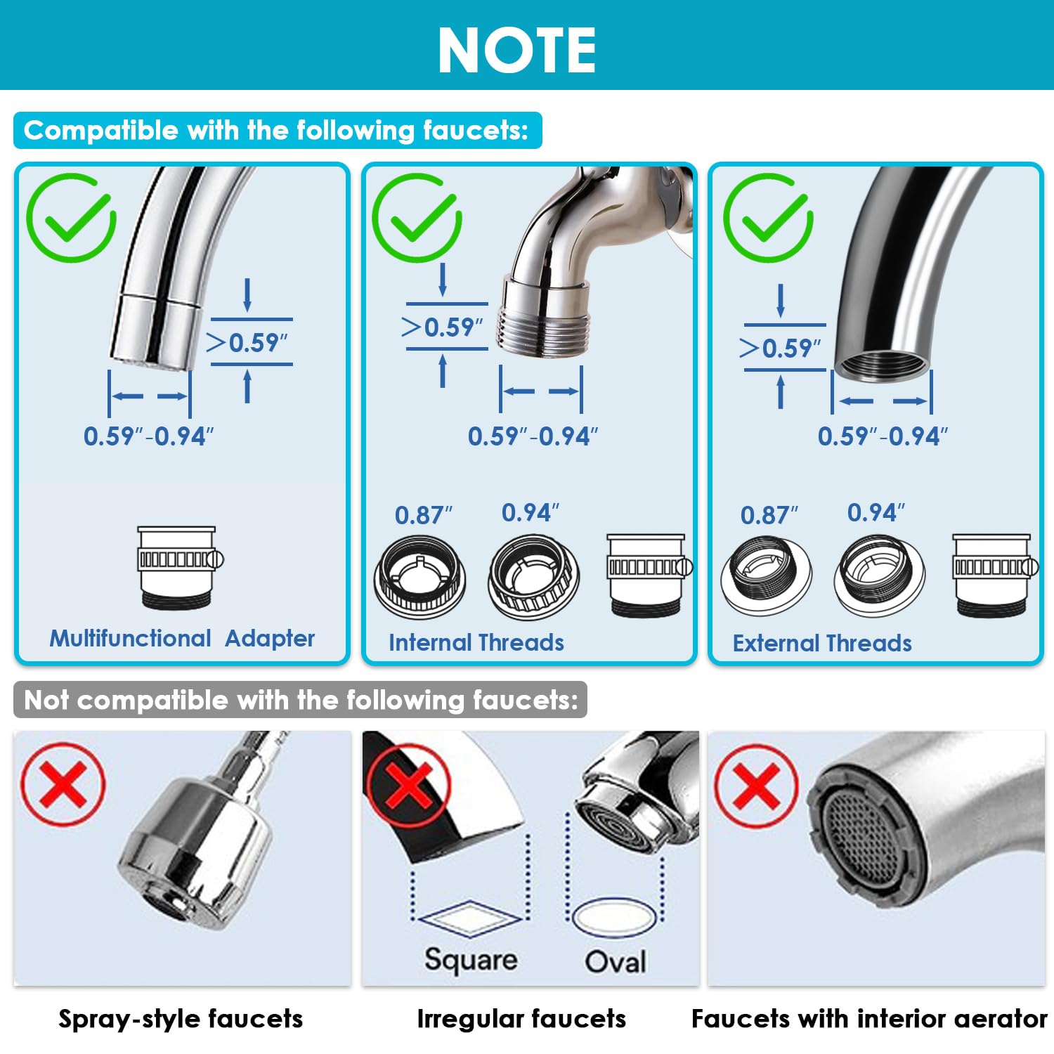 Faucet Water Filter for Sink, Rapid Flow - 400 Gallons Faucet Mount Water Filtration System for Tap Water, NSF Certified Reduces Chlorine & Bad Taste with 1 Replacement, T1