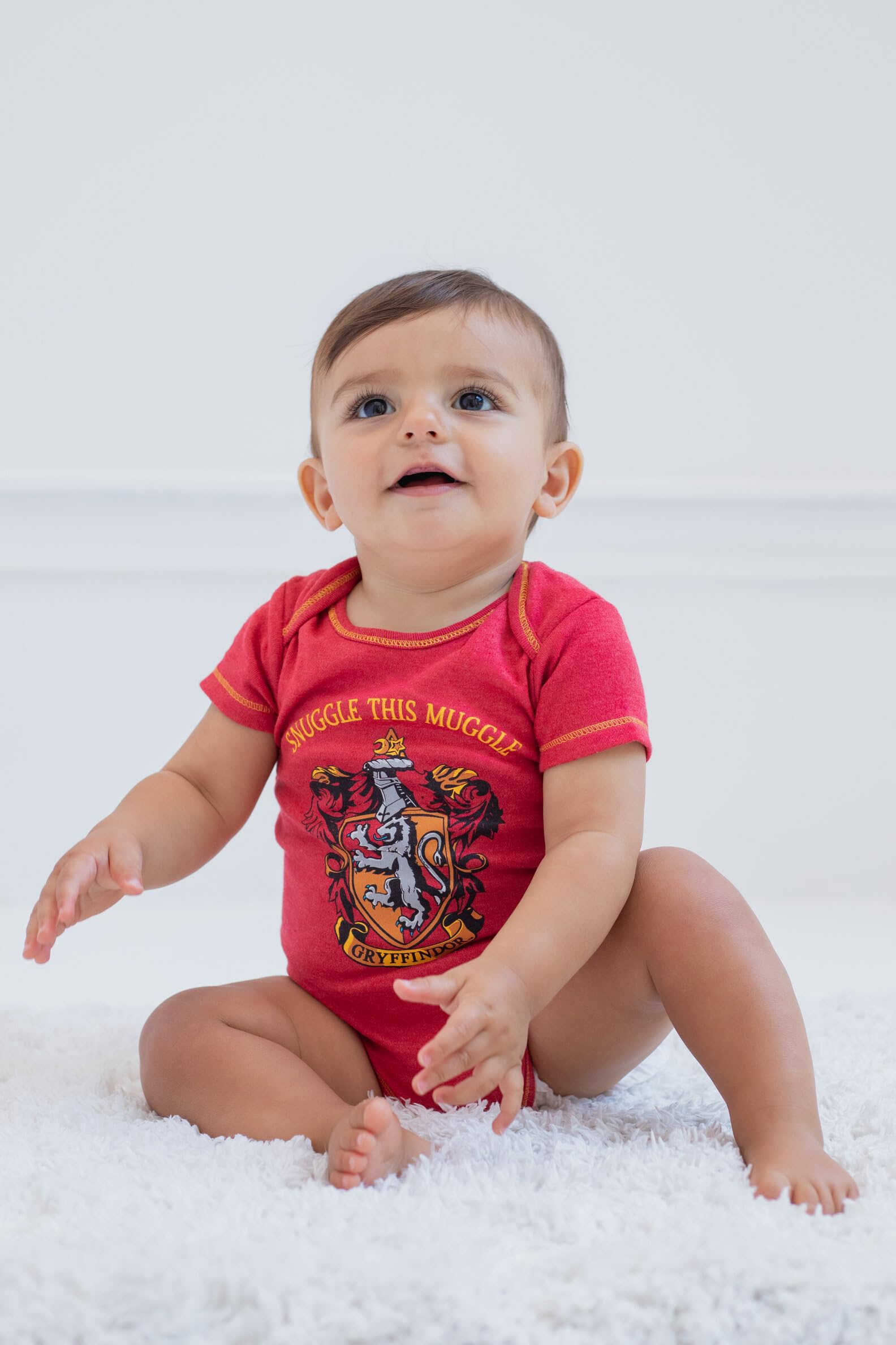 Harry Potter Gryffindor Hufflepuff Ravenclaw Slytherin Newborn Baby Boys 4 Pack Bodysuits 6-9 Months