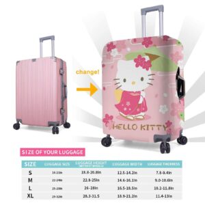 ISUNIET Washable Elastic Cartoon Pink Cat Luggage Cover Travel Suitcase Protective Cover Trunk Case Fits 18''-32'' Suitcase Protector Baggage With Concealed Zipper Gifts for Women Girls 5 Medium