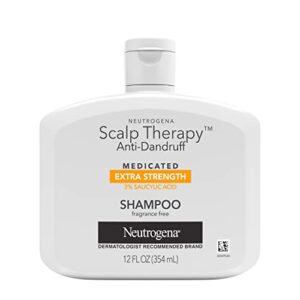 neutrogena scalp therapy anti-dandruff shampoo extra strength, with 3% salicylic acid, fragrance free, 12 fl oz