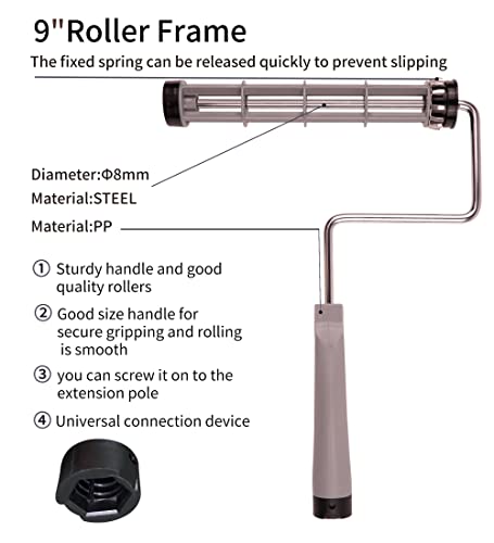 VOOMEY 17 Piece Paint Roller Kit - Paint Rollers 9"4", Paint Roller Frame，Paint Trays, Microfiber Roller Cover, Paint Kit for House Painting,Paint Brushes for Painting Walls