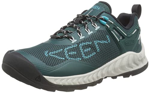 KEEN Women's NXIS Evo Low Height Waterproof Fast Packing Hiking Shoes, Sea Moss/Ipanema, 9