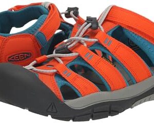 KEEN Newport H2 Closed Toe Water Sandals, Safety Orange/Fjord Blue, 8 US Unisex little kid