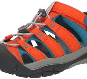 KEEN Newport H2 Closed Toe Water Sandals, Safety Orange/Fjord Blue, 8 US Unisex little kid