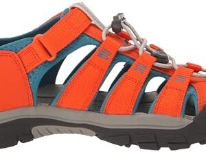 KEEN Newport H2 Closed Toe Water Sandals, Safety Orange/Fjord Blue, 8 US Unisex little kid