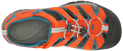 KEEN Newport H2 Closed Toe Water Sandals, Safety Orange/Fjord Blue, 8 US Unisex little kid