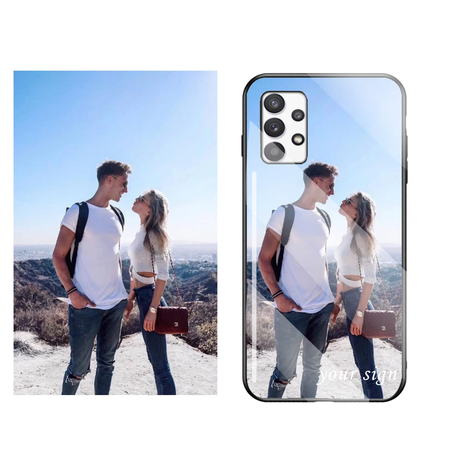 IVY Customized Exclusive Tempered Glass Case for Samsung Glaxy A15 A25 A35 A55 A05S A05 A14 5G A53 A42 A13 A52 A32 A73 A33 A23 Custom for Valentines Birthday Xmas Gifts Photo & Enterprise Logo