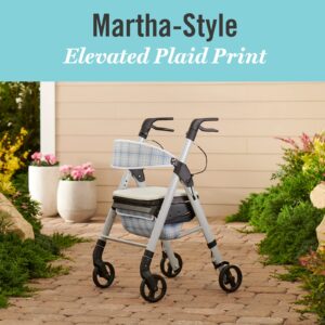 Medline Martha Stewart Rollator Walker with Seat and Wheels, Foldable Rolling Walker For Seniors, 6 in Wheels, Supports up to 250 lbs