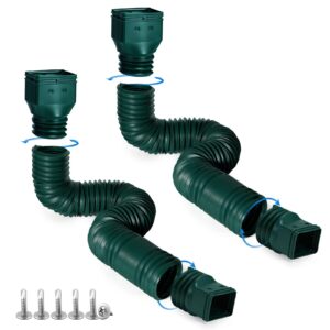 plusgutter green-2pack rain gutter downspout extensions flexible, drain downspout extender,down spout drain extender, gutter connector rainwater drainage,extendable from 21 to 68 inches