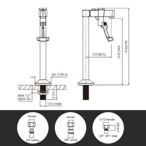 Glass Filler, iVIGA 14" Deck Mount Glass Filler Faucet for Stainless Steel Glass Filling Station Water Station with G1/2" Male Shank Pedestal and Adapter for Hotel Restaurant Bar Dining Hall