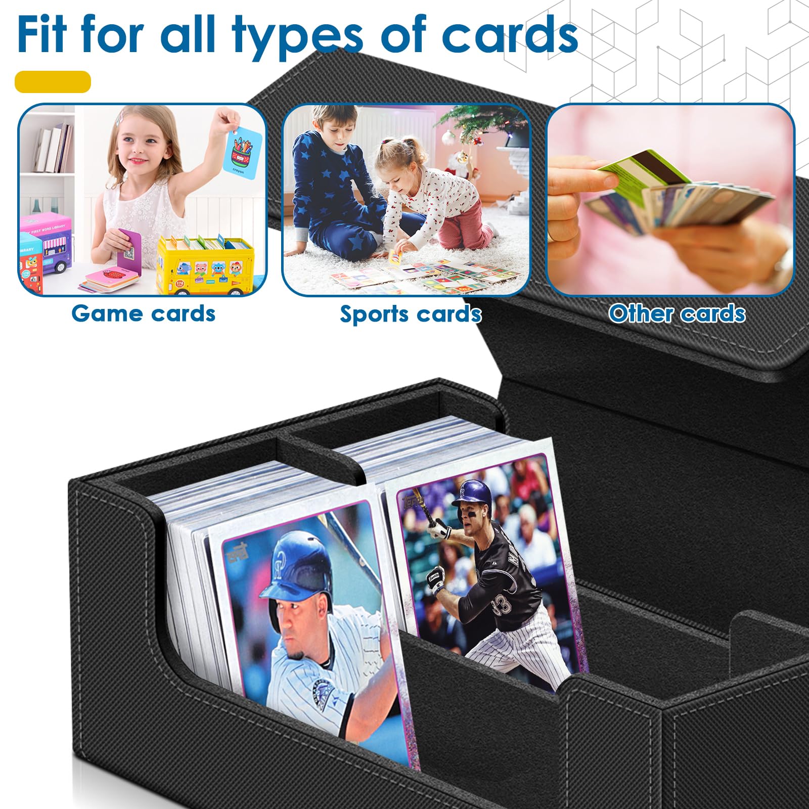 1200+ Card Deck Case for Trading Cards, Leather Commander Card Storage Box Magnetic Card Holder Fit for YuGiOh, MTG and Sport Cards