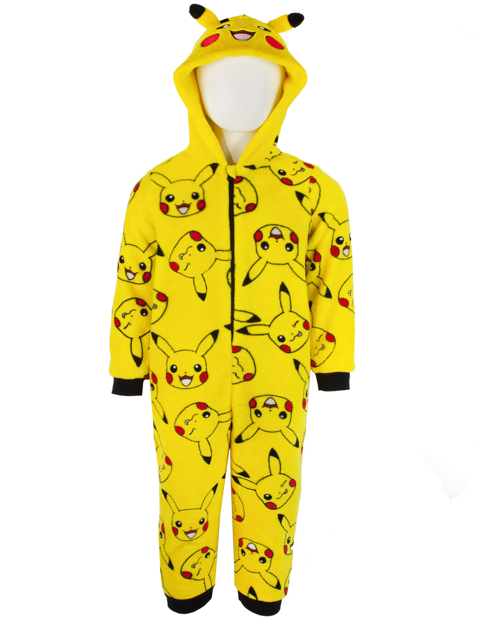 Pokemon Onesie Boys Pikachu Yellow 3D Ears Kids All In One 7-8 Years