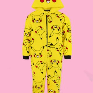 Pokemon Onesie Boys Pikachu Yellow 3D Ears Kids All In One 7-8 Years