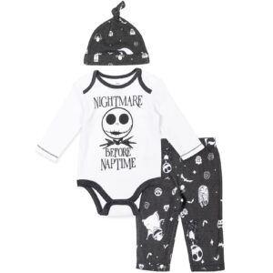 disney nightmare before christmas sally jack skellington newborn baby boys bodysuit pants and hat 3 piece outfit set newborn