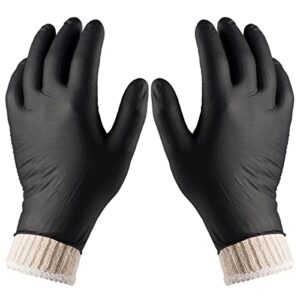 Nechtik BBQ Gloves disposable - 4 Cotton Glove Liners and 100 Disposable Gloves - Meat Gloves - Machine Washable - Powder Free Latex Free, Black Nitrile Gloves