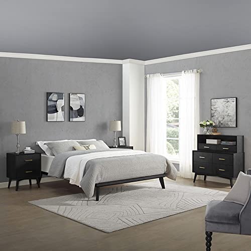 Classic Brands Canton Wood Platform Bed Frame Black, Queen