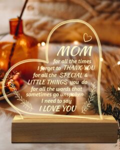 hiipeenow mom birthday gifts, acrylic engraved night light 15 * 19cm presents, mothers day christmas gifts for mom from daughter son