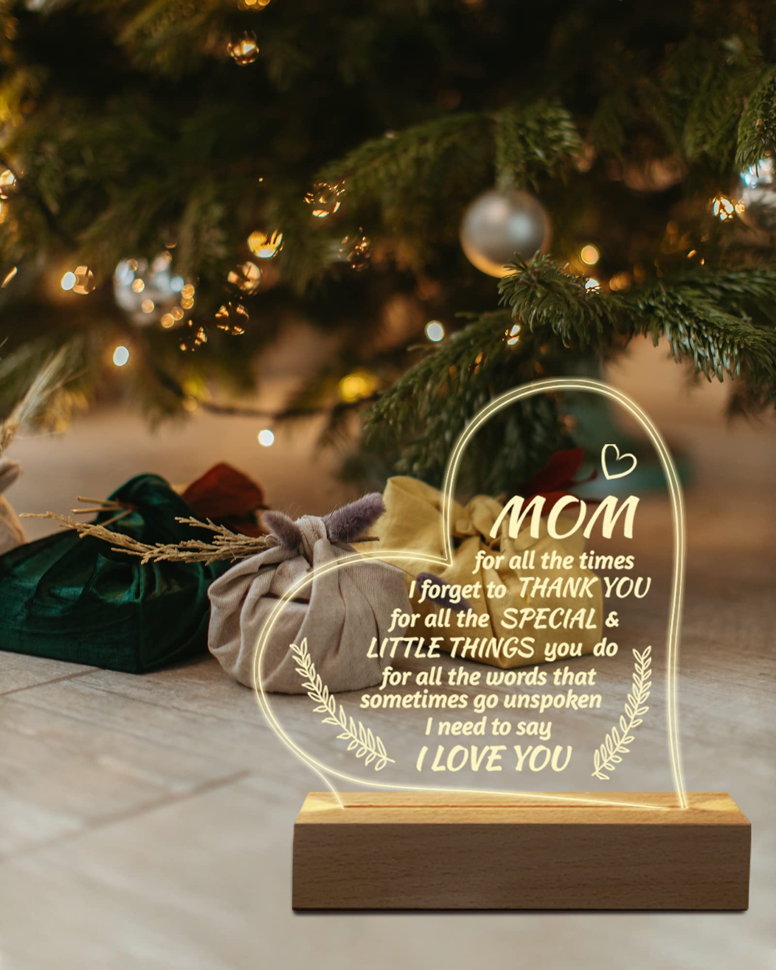 Hiipeenow Mom Birthday Gifts, Acrylic Engraved Night Light 15 * 19CM Presents, Mothers Day Christmas Gifts for Mom from Daughter Son