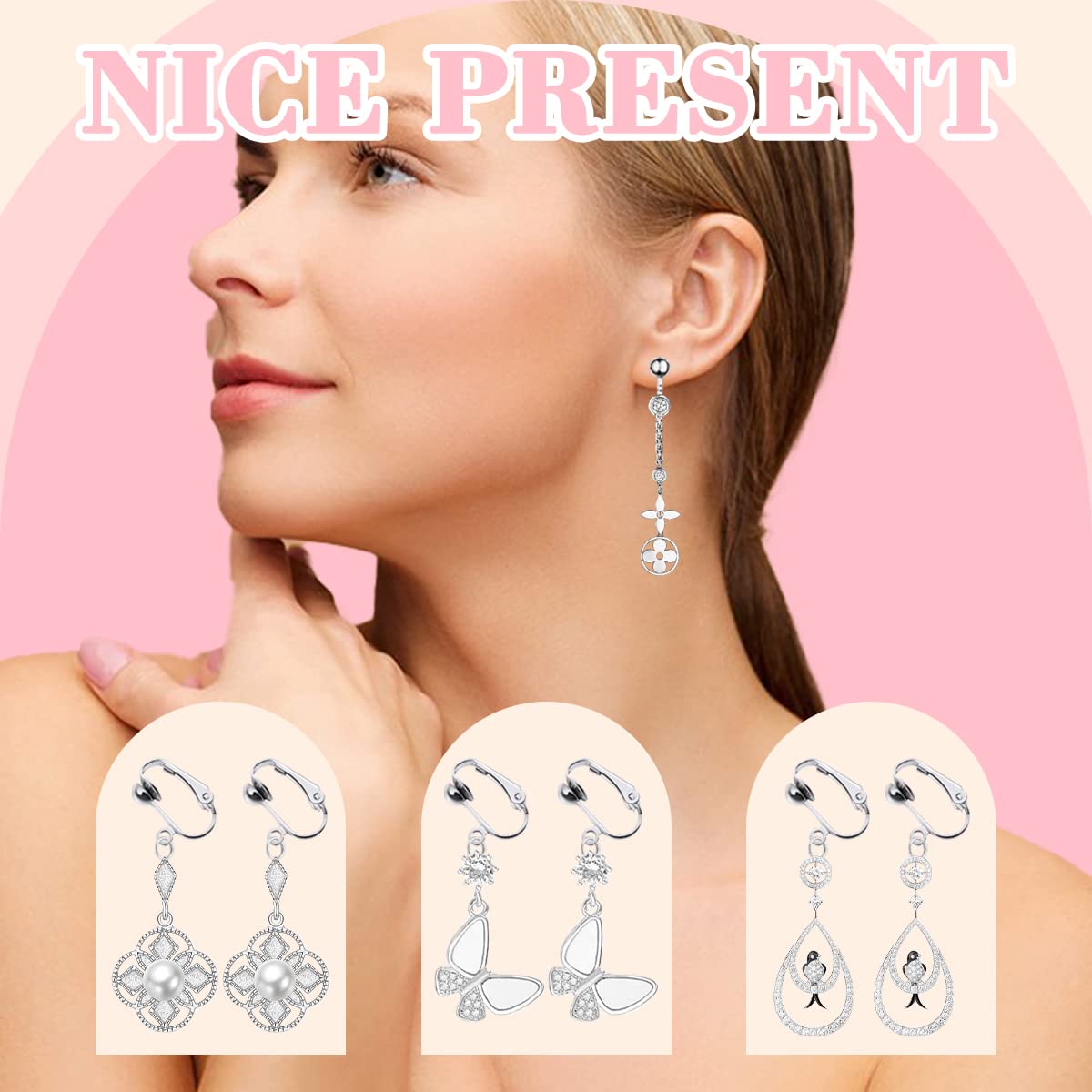 FANCY NOVA 20 Pack Clip-on Earring Converters Hypoallergenic Earring Clip On Backs Parts Components Findings for DIY Earring and Pierced Ears (Silver)